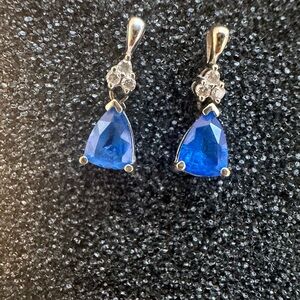 14k blue topaz diamond earrings